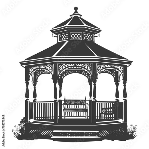 Silhouette garden gazebo black color only full