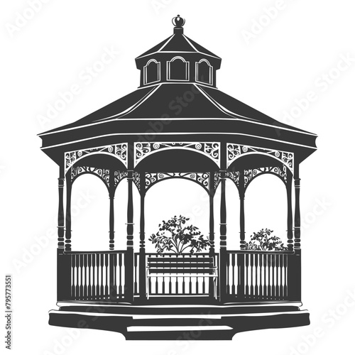 Silhouette garden gazebo black color only full