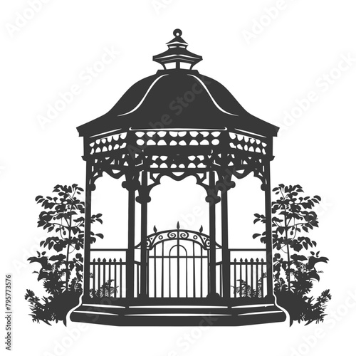 Silhouette garden gazebo black color only full