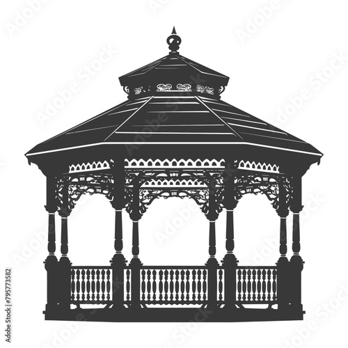 Silhouette garden gazebo black color only full
