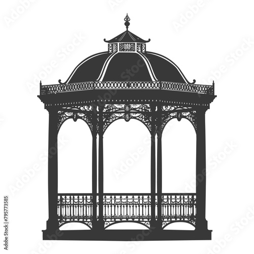 Silhouette garden gazebo black color only full
