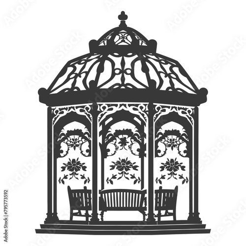 Silhouette garden gazebo black color only full