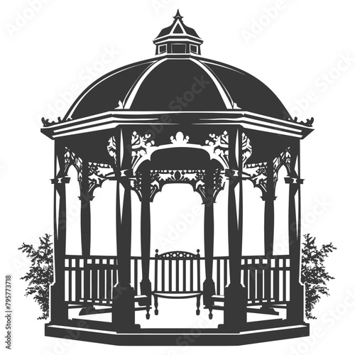 Silhouette garden gazebo black color only full
