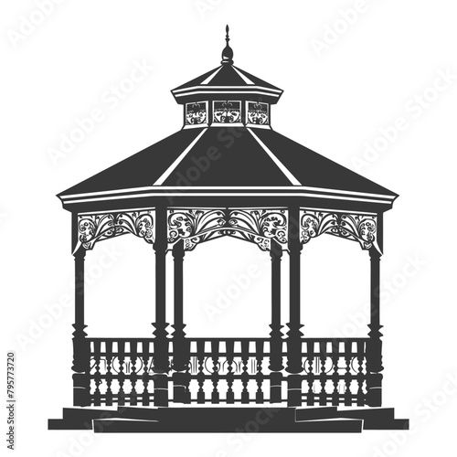 Silhouette garden gazebo black color only full