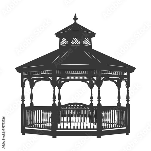 Silhouette garden gazebo black color only full