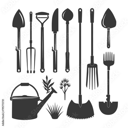 Silhouette gardening equipment black color only