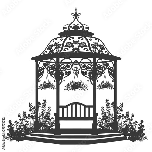 Silhouette garden gazebo black color only full