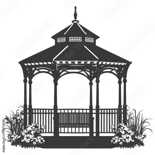 Silhouette garden gazebo black color only full