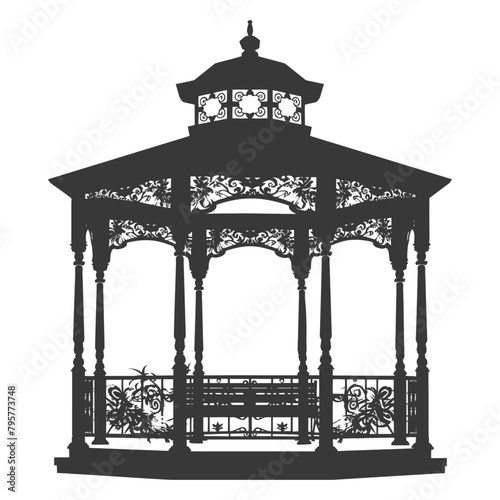 Silhouette garden gazebo black color only full