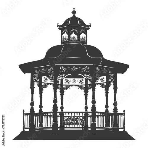 Silhouette garden gazebo black color only full