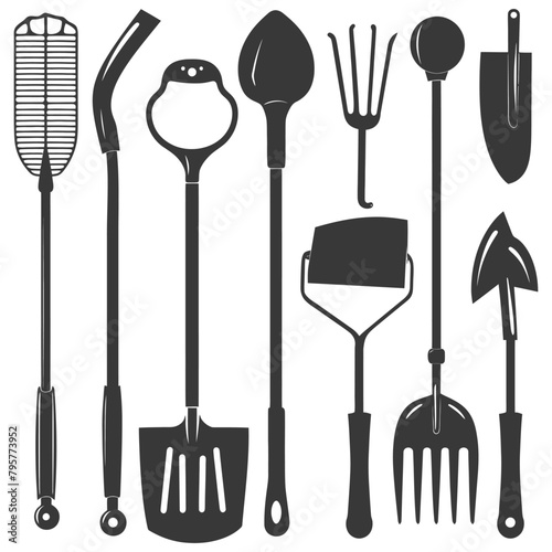 Silhouette gardening equipment black color only