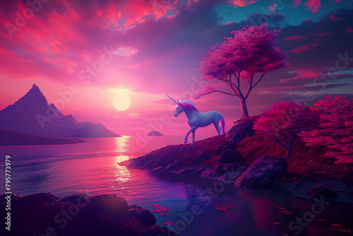 Unicorn Pony Adorable Animals Children Fairytale Colorful Magical Beautiful Enchanted Forest Fantasy © mexitographer
