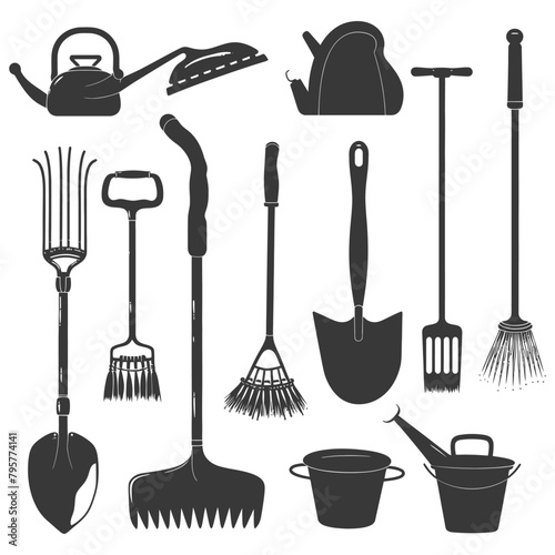 Silhouette gardening equipment black color only