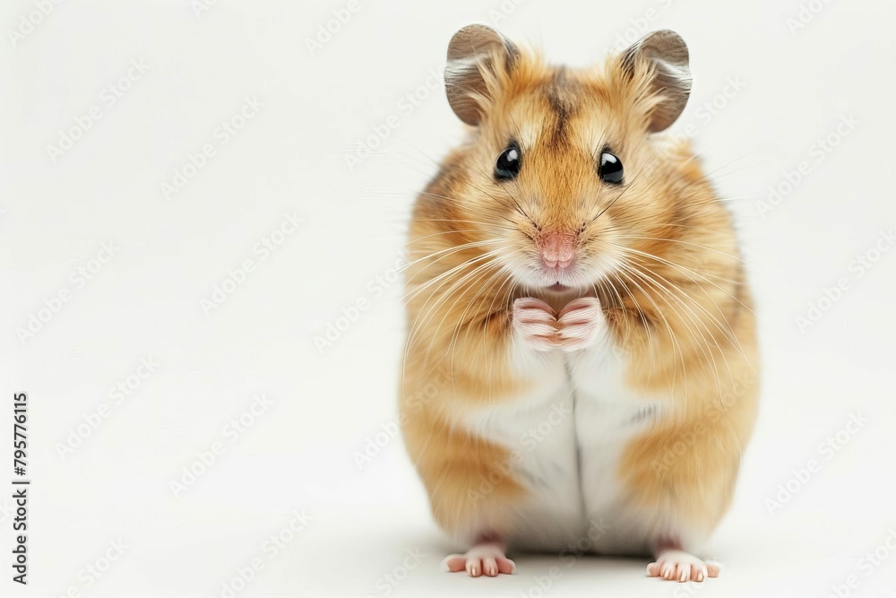cute hamster standing on hind legs pet animal cutout on white