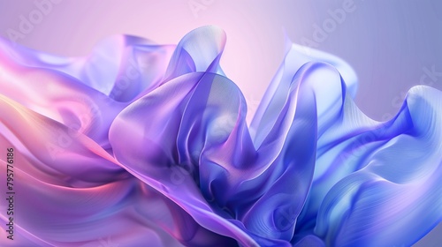 A hyperrealistic digital art of an abstract flower, composed entirely of flowing fabrics in soft pastel colors.