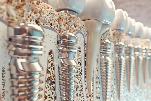 dental implant structure and components medical 3d illustration