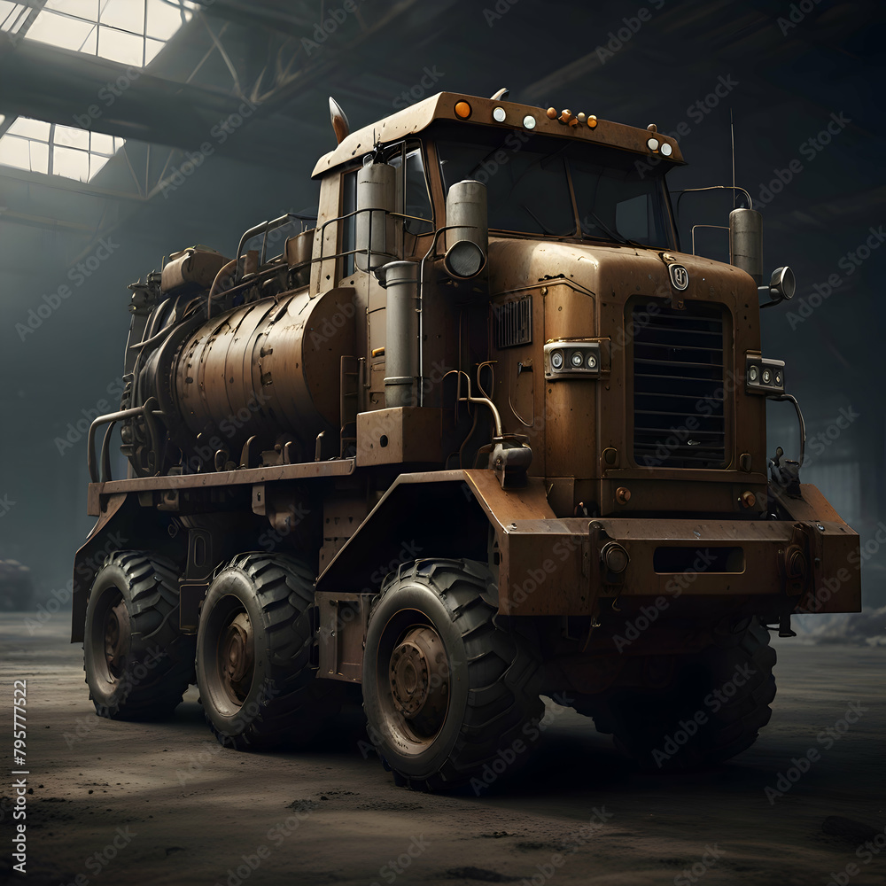 A heavy truck on road ,8k high illustration image ,