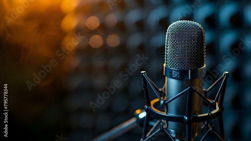 Topnotch microphone for global podcasting on International Podcast Day. Concept International Podcast Day, Global Podcasting, Topnotch Microphone, Professional Audio Equipment photo