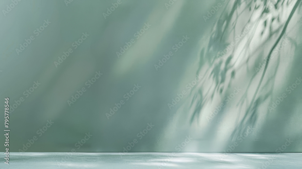 Soothing backdrop with gentle foliage shadows on a sleek, neutral surface ideal for product display Soothing backdrop with gentle foliage shadows on a sleek, neutral surface ideal for product display