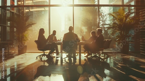 a group of people sitting around a table