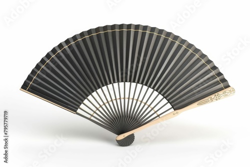 elegant open hand fan 3d illustration traditional accessory decorative object isolated