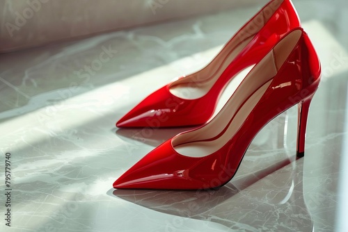 elegant red high heels with pointed toe fashion accessory studio shot glamour concept