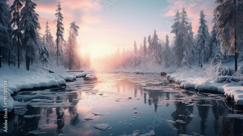 Winter sunrise over the river © Kari