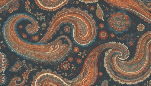 A pattern of swirling paisley for a bohemian and e upscaled 2