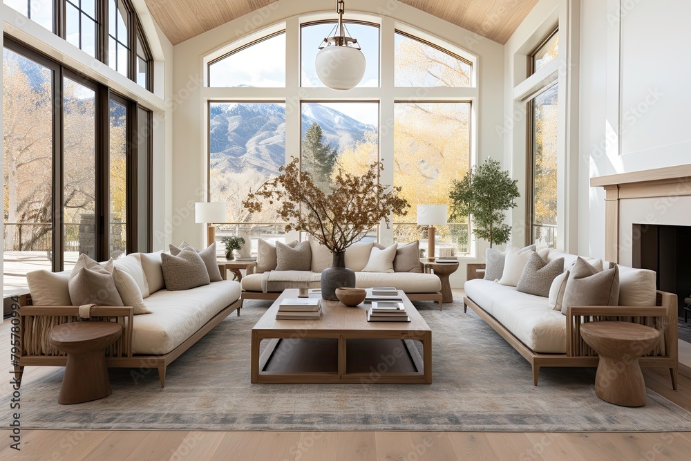 Beautiful Luxurious Living Room with Mountain View