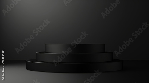 Simple black podium for displaying products against a dark backdrop
