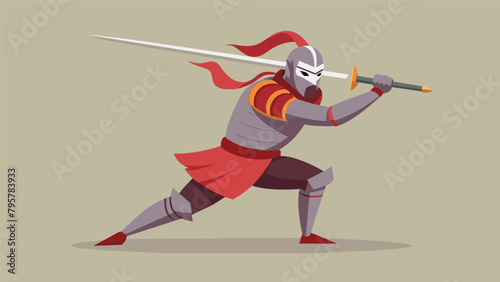 A knight dressed in full armor and wielding a heavy broadsword performs a complex movement known as the Mordhau a distinctive technique used in