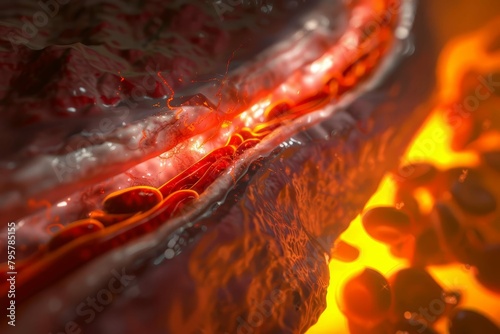 human coronary artery with atherosclerosis plaque buildup heart disease concept 3d illustration