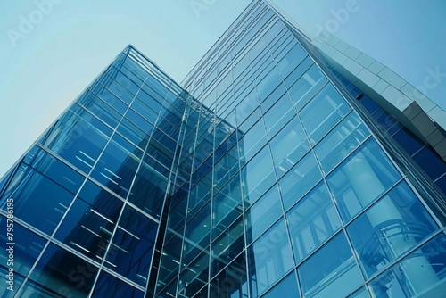 imposing headquarters of powerful mega corporation with sleek architecture and high tech security