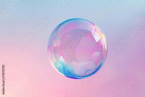 iridescent soap bubble floating in air fragile sphere closeup minimalist still life