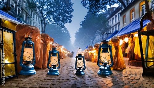 Fogbound Paris: 19th Century Streets Aglow with Oil Lanterns photo