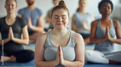 Peaceful yoga session promoting inclusivity, featuring a participant with down syndrome