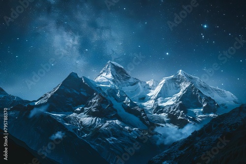 majestic swiss alps under starry night sky astrophotography mountain landscape travel concept