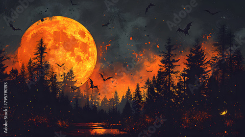 Halloween Frame Design Elements with Dark Gray Canvas Background - Minimalist Illustrations