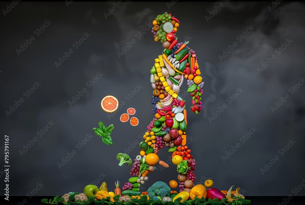 a person made of fruits and vegetables
