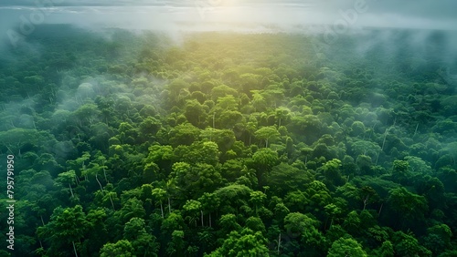 Aerial Perspective of Lush Forest Absorbing CO for Sustainability and Neutrality. Concept Aerial Photography, Lush Forests, Carbon Offset, Sustainability, Neutrality