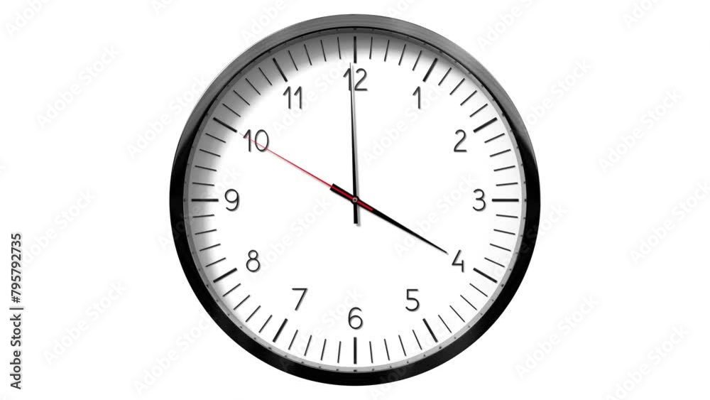 Classic wall clock on white background - 4 o clock - 3D 4k animation (3840 x 2160 px) Classic wall clock on white background - 4 o clock - 3D 4k animation (3840 x 2160 px)