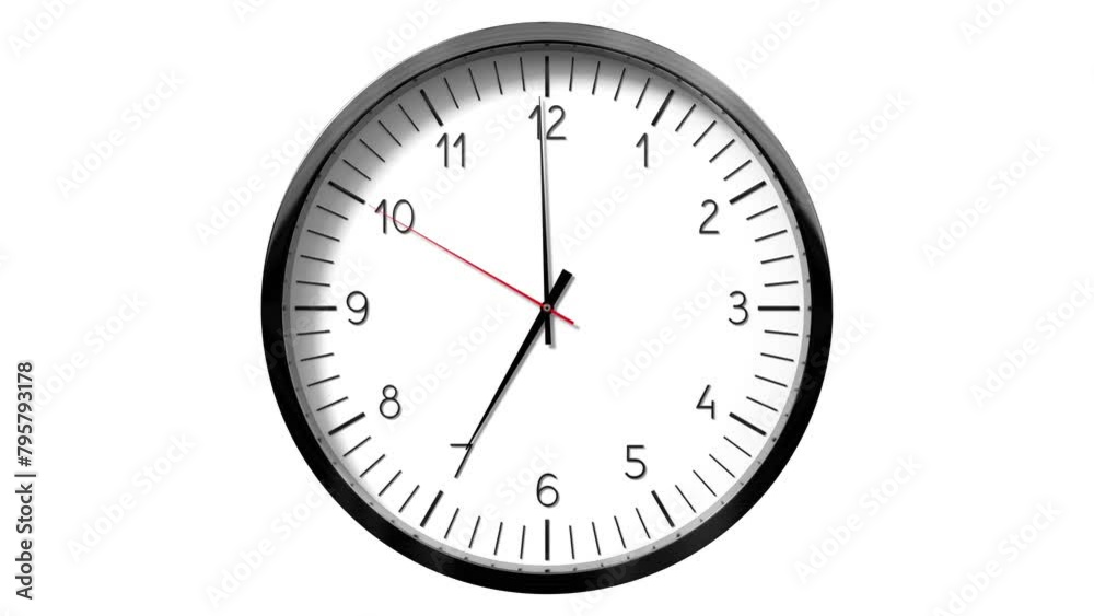 Classic wall clock on white background - 7 o clock - 3D 4k animation (3840 x 2160 px) Classic wall clock on white background - 7 o clock - 3D 4k animation (3840 x 2160 px)