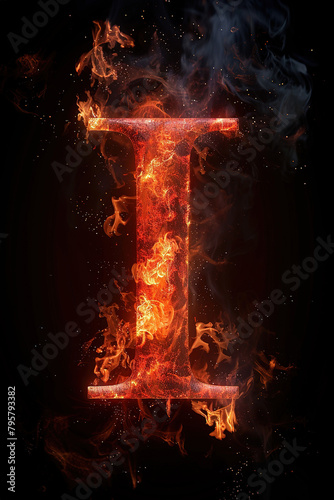 Fire font alphabet I made of burning fire letter on black background