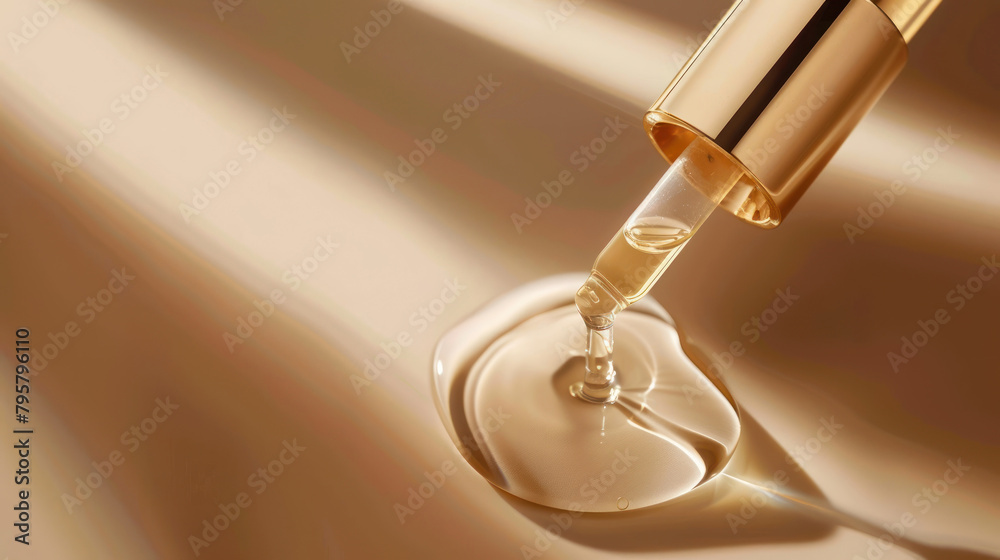 high end facial serum applicator dripping luxury oil against a warm toned backdrop high end facial serum applicator dripping luxury oil against a warm toned backdrop