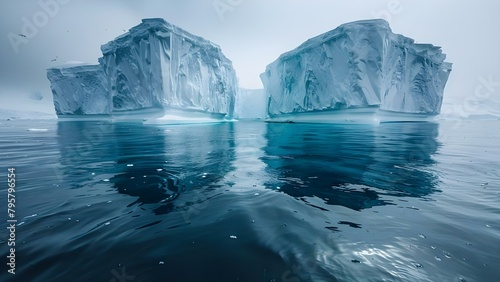 Highlighting marine life in icebergs to raise awareness about ocean conservation and climate change. Concept Marine Life, Icebergs, Ocean Conservation, Climate Change, Awareness © Ян Заболотний
