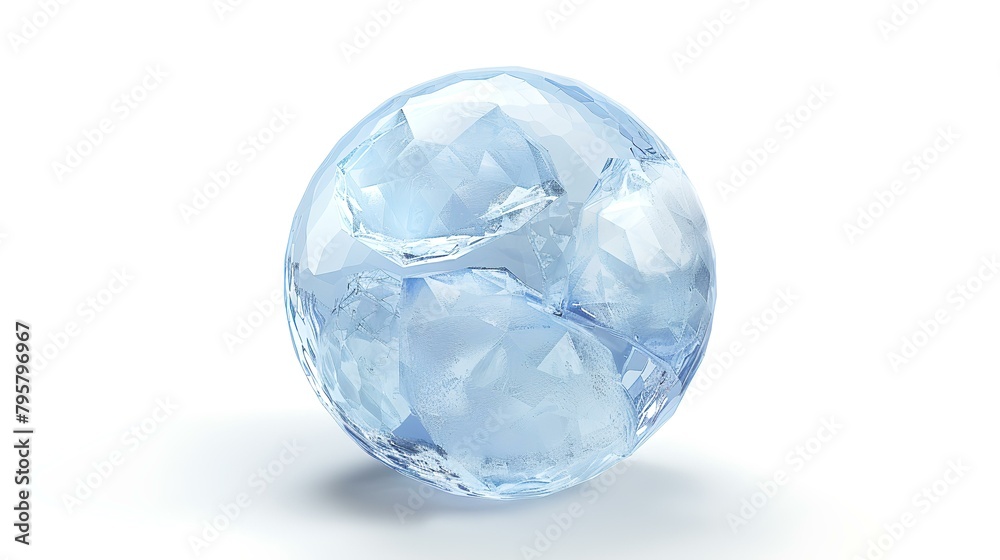 crystal ball with ice on a white background. 3d render crystal ball with ice on a white background. 3d render