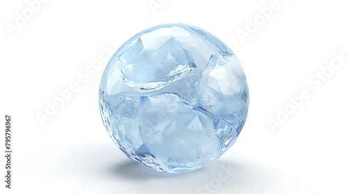 crystal ball with ice on a white background. 3d render