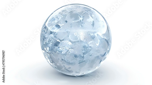 crystal ball with ice on a white background. 3d render