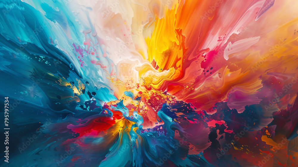 Dynamic Energy: Contemporary Abstract Painting with Bold, Vibrant Colors Dynamic Energy: Contemporary Abstract Painting with Bold, Vibrant Colors