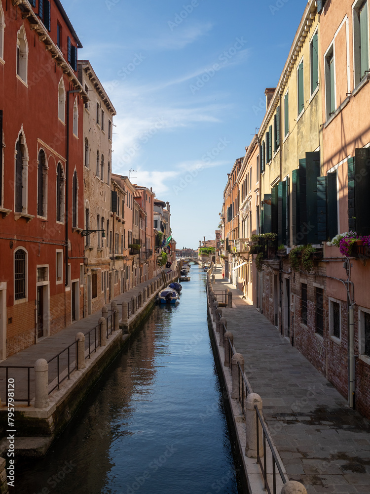 Empty Dorsoduro canal street, Venice